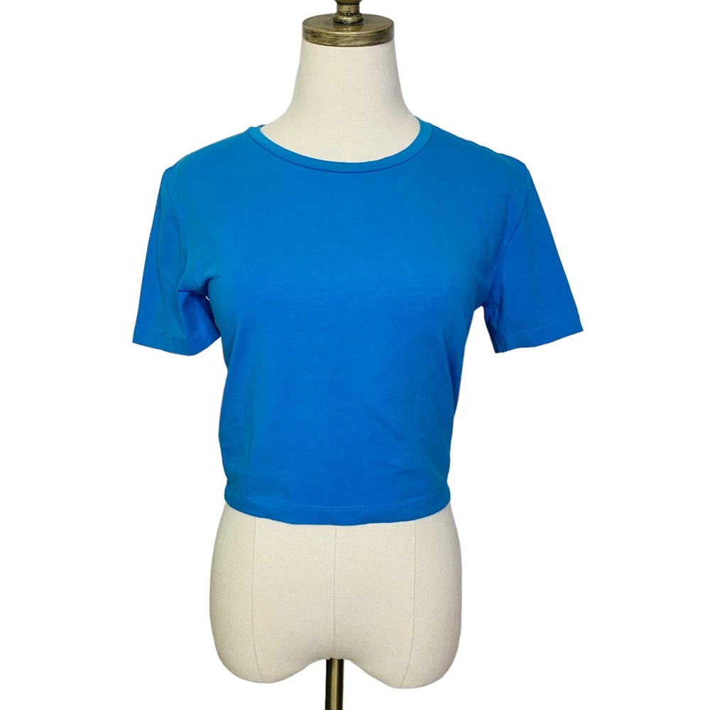 Zara Crew Neck Pima Cotton Crop Tee MEDIUM 3620
